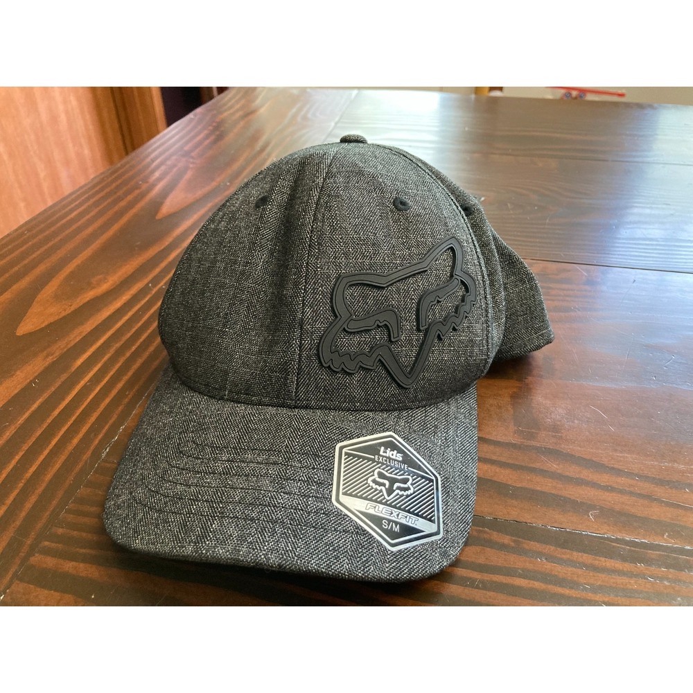 Lids Exclusive Flexfit Fox Racing Black Gray Hat Size S/M Small Medium Fitted